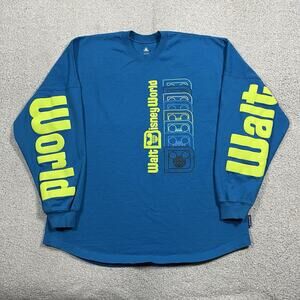 Walt Disney World Shirt Mens L Blue Spirit Jersey Adult Puff Print Long Sleeve